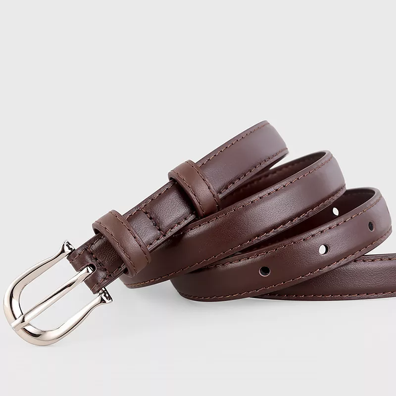 Leather Skinny Belt with Silver Buckle, image 8