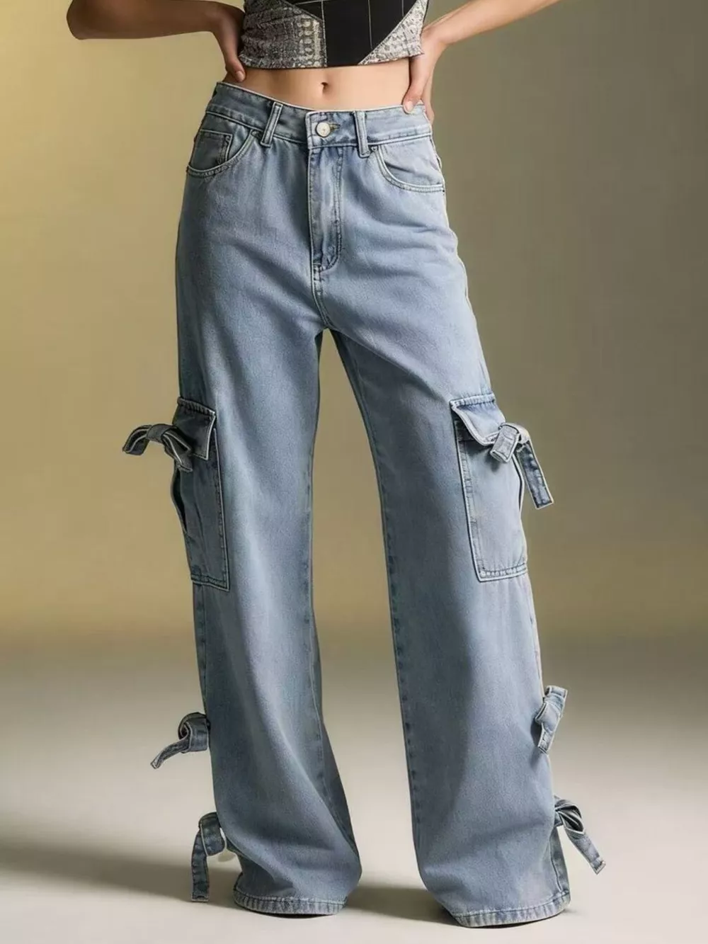 Bow Wide Leg Jeans, image 3