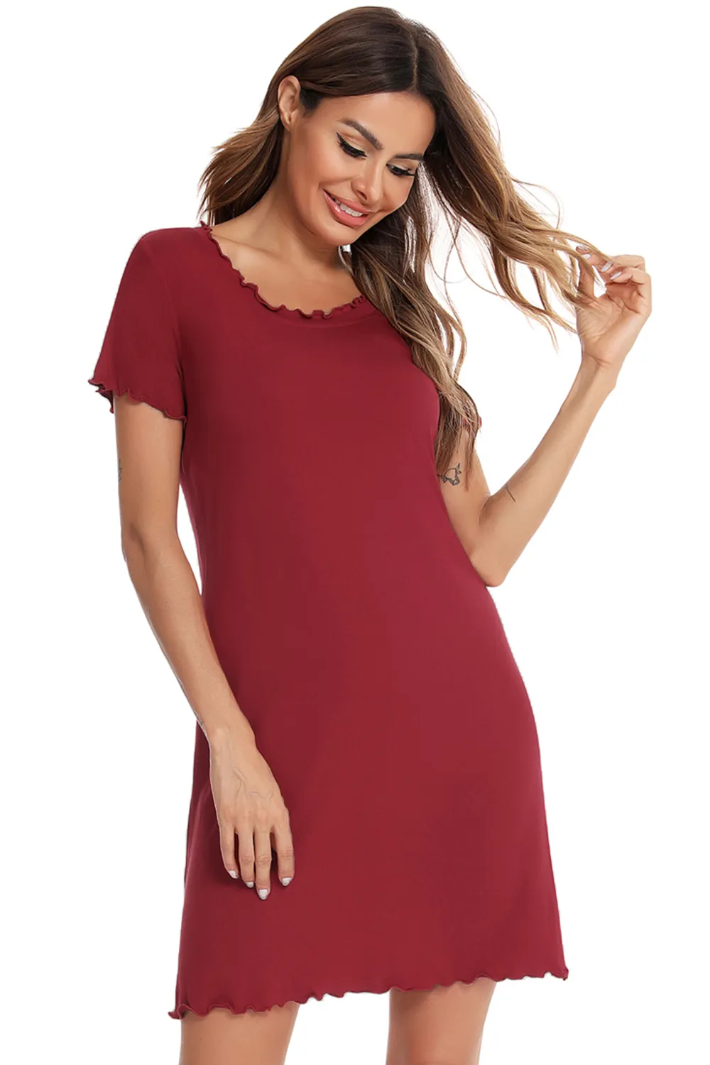 Round Neck Short Sleeve Lounge Dress, image 11