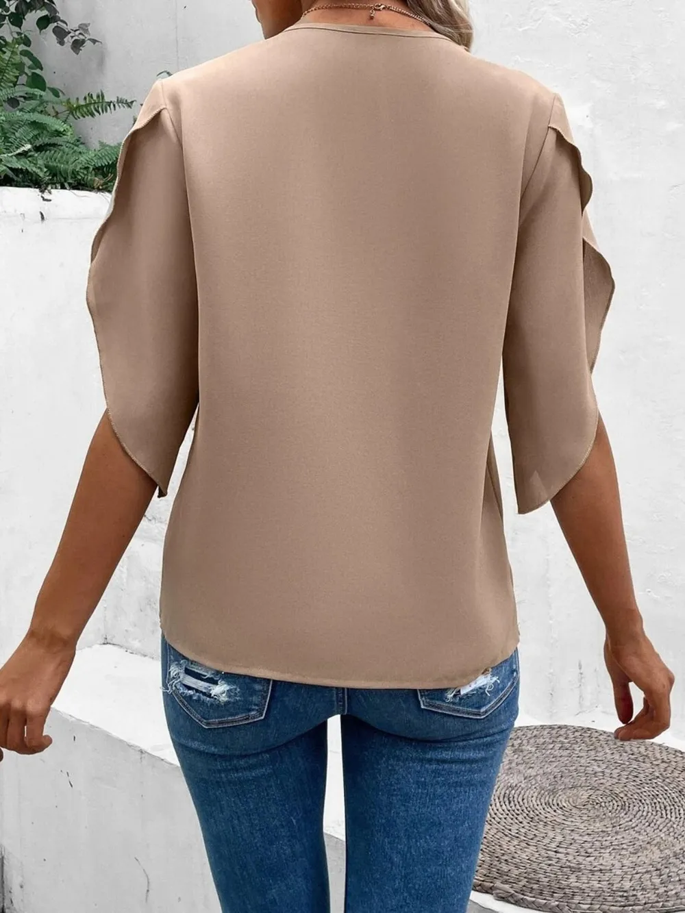 Lace Detail V-Neck Half Sleeve Blouse, image 9