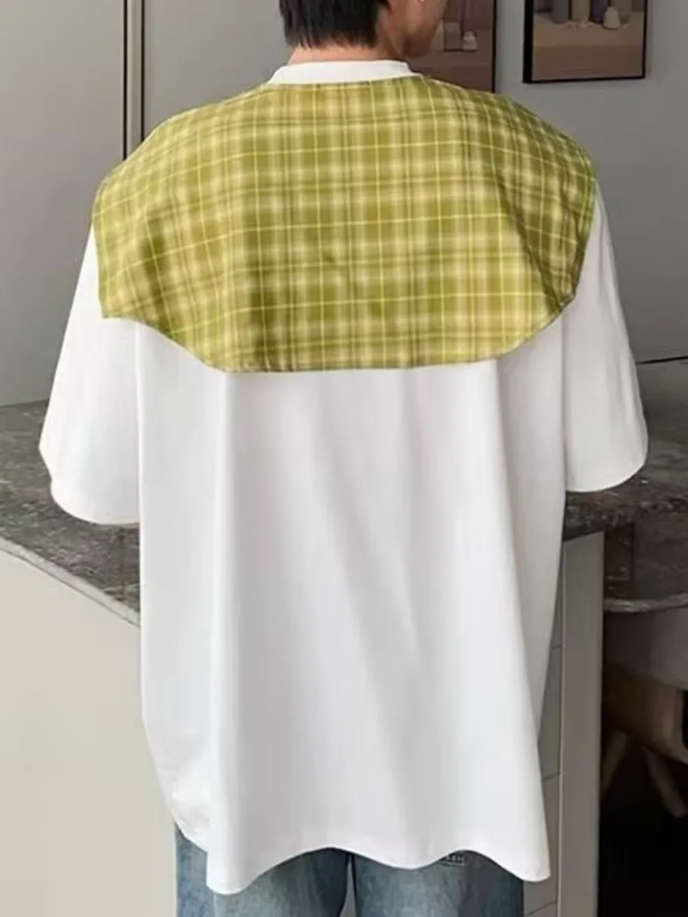 Men's Full Size Oversized T-Shirt with Plaid Shawl Plus Size, image 9