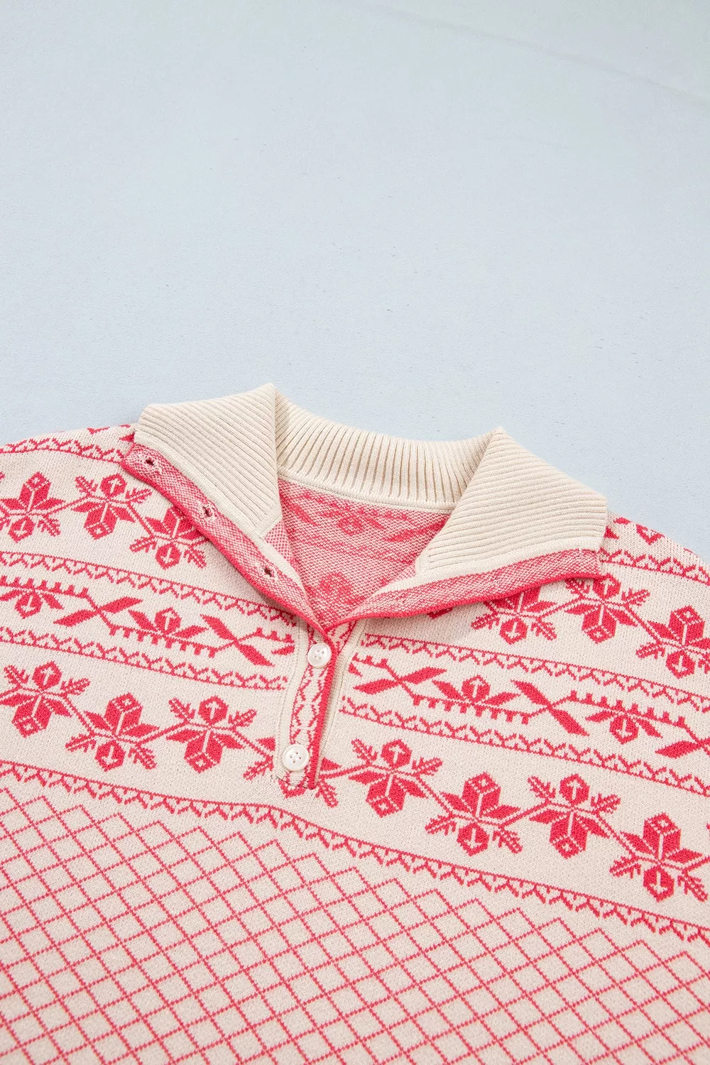 Quarter Button Dropped Shoulder Sweater, image 5