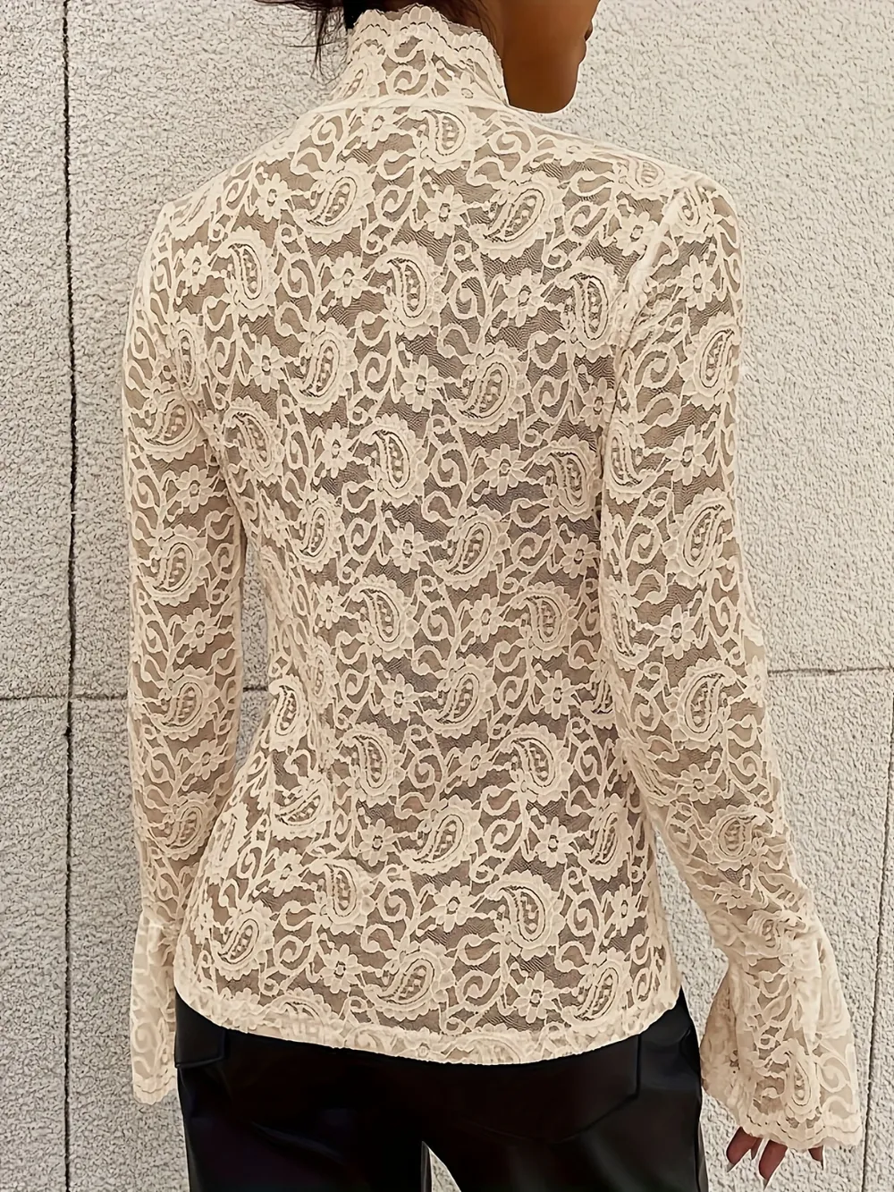Mock Neck Long Sleeve Lace Top, image 12