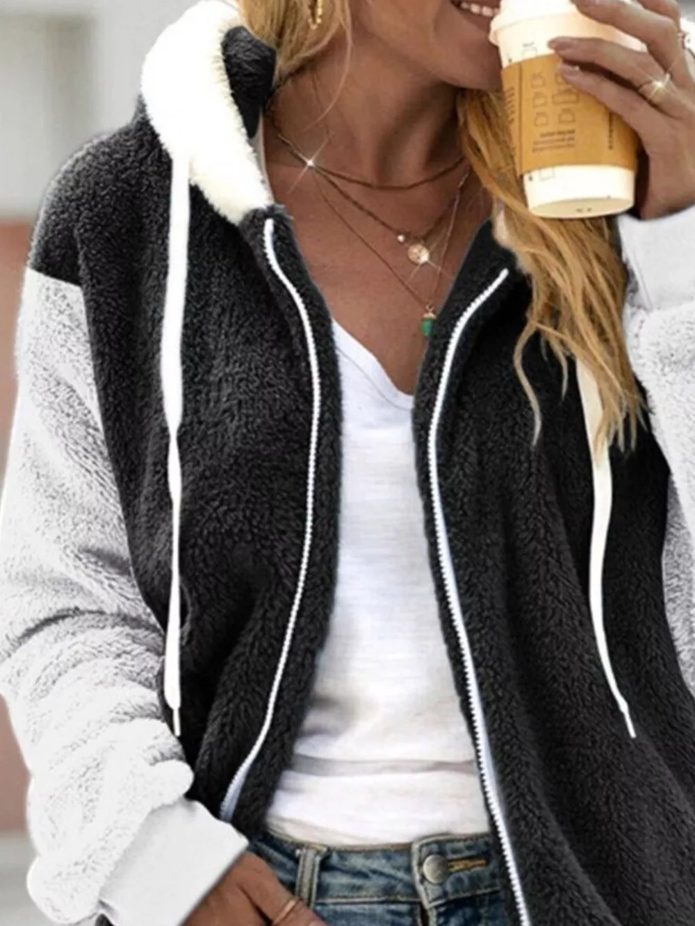 Full Size Fleece Zip-Up Hooded Outerwear Plus Size, image 5