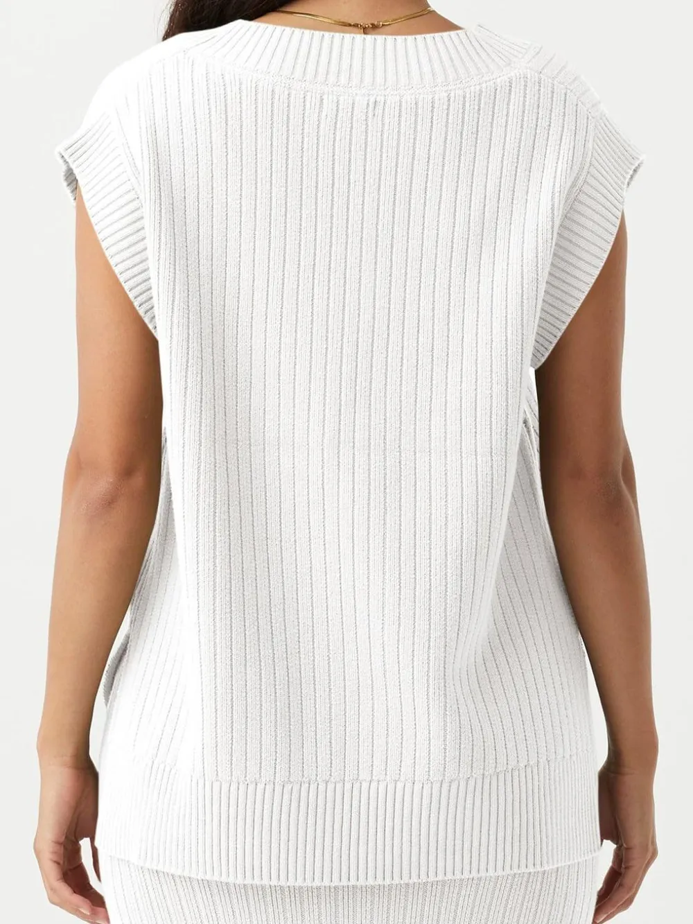Ribbed V-Neck Sweater Vest, image 6