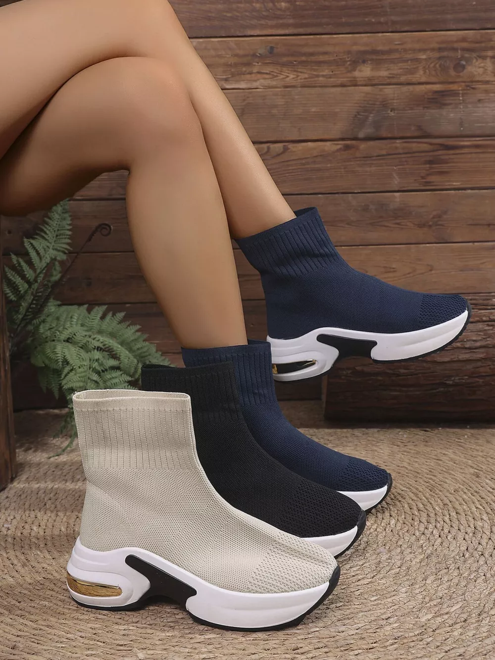 Mesh Round Toe Platform Boots, image 2
