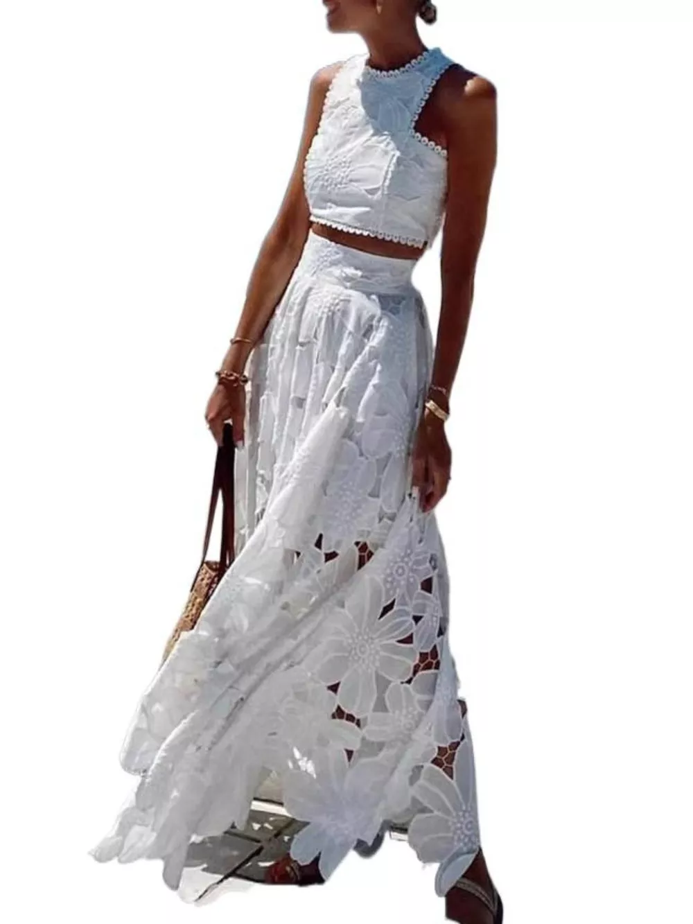 Floral Lace Tank and Skirt Set, image 2
