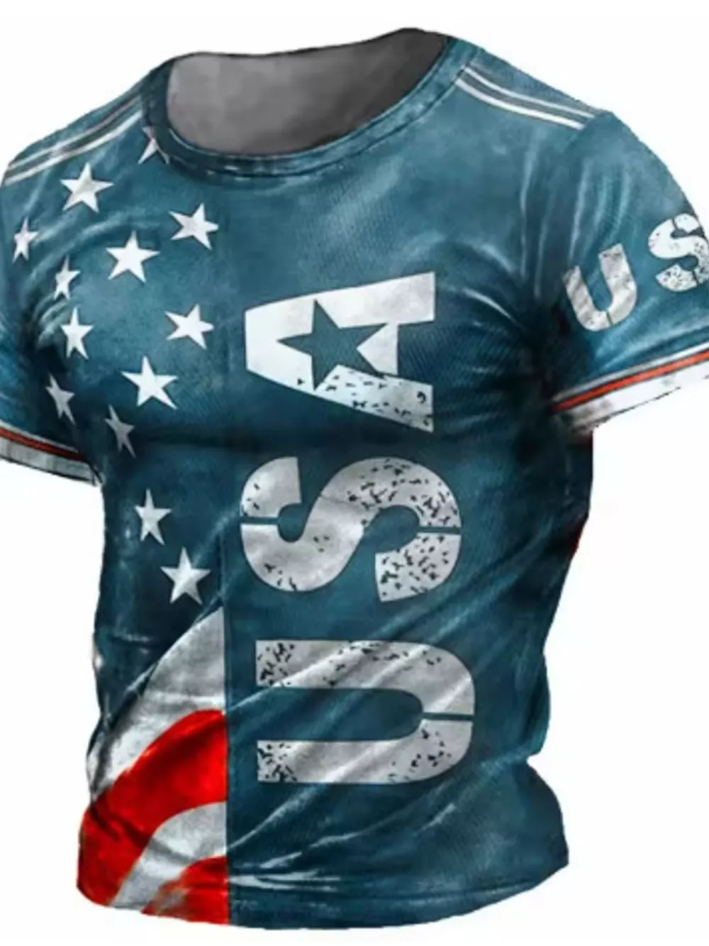 Men's Full Size USA Flag Print T-Shirt Plus Size, image 2
