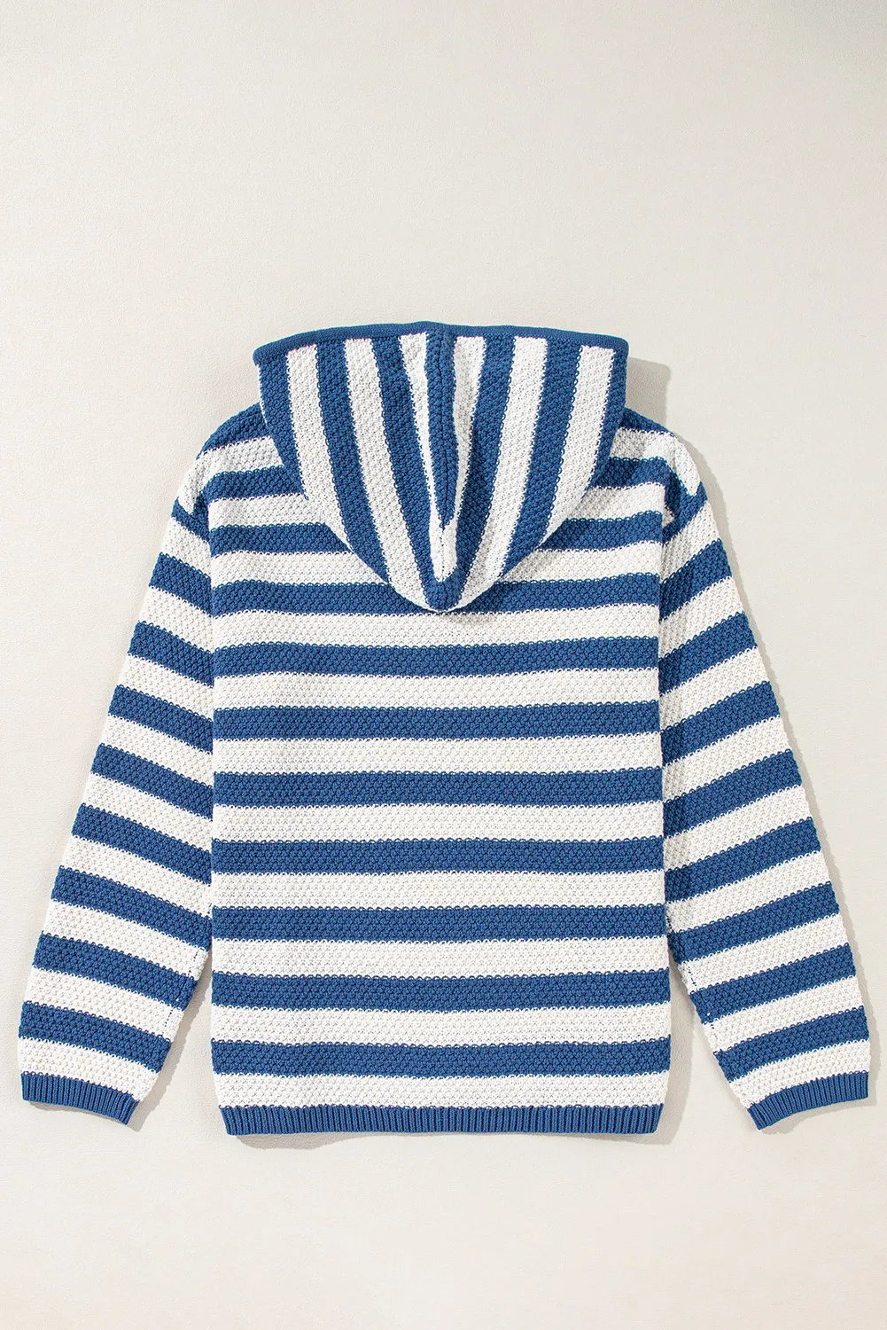 Drawstring Striped Long Sleeve Hooded Sweater, image 5