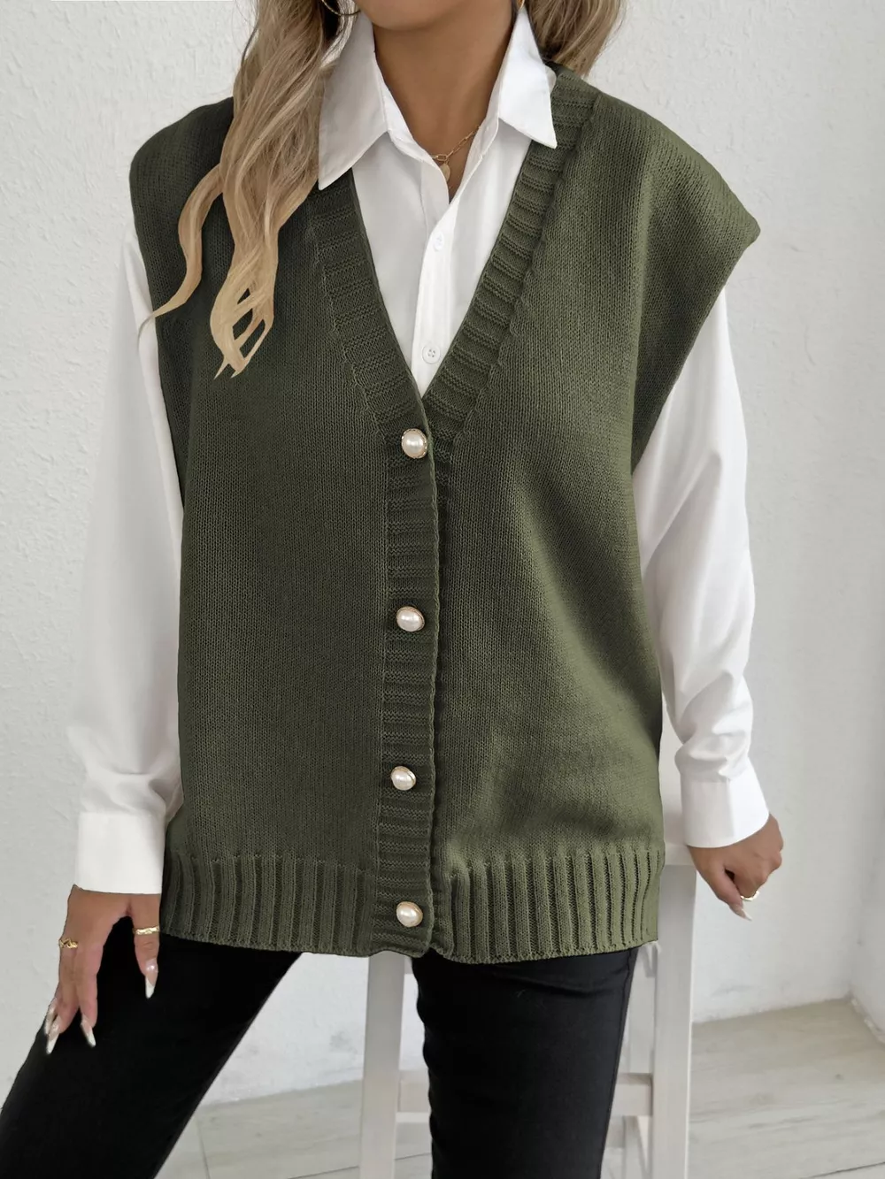 Button-Down Button Up Sweater Vest, image 10