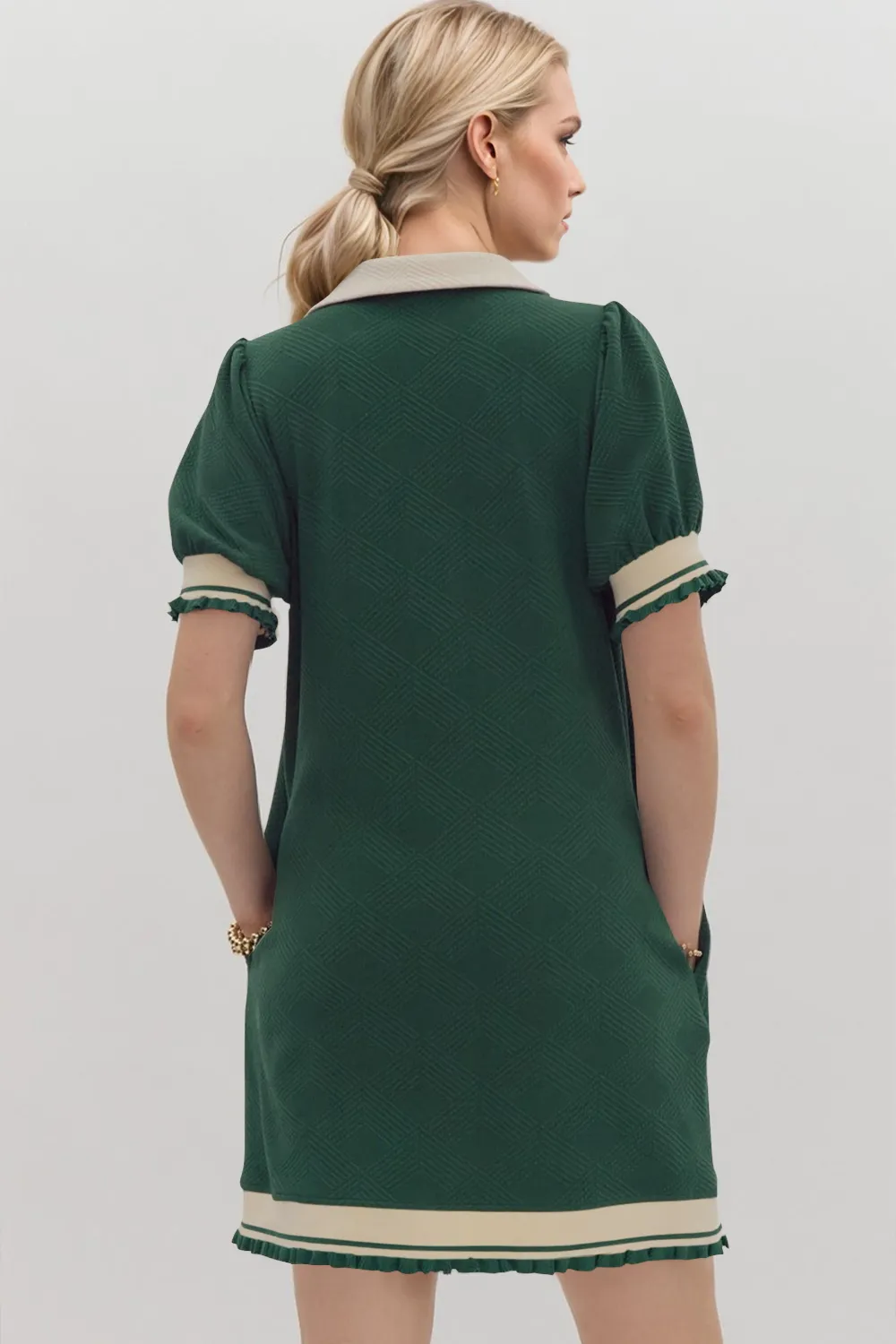 Frill Contrast Trim Jnny Collar Short Sleeve Mini Dress, image 14