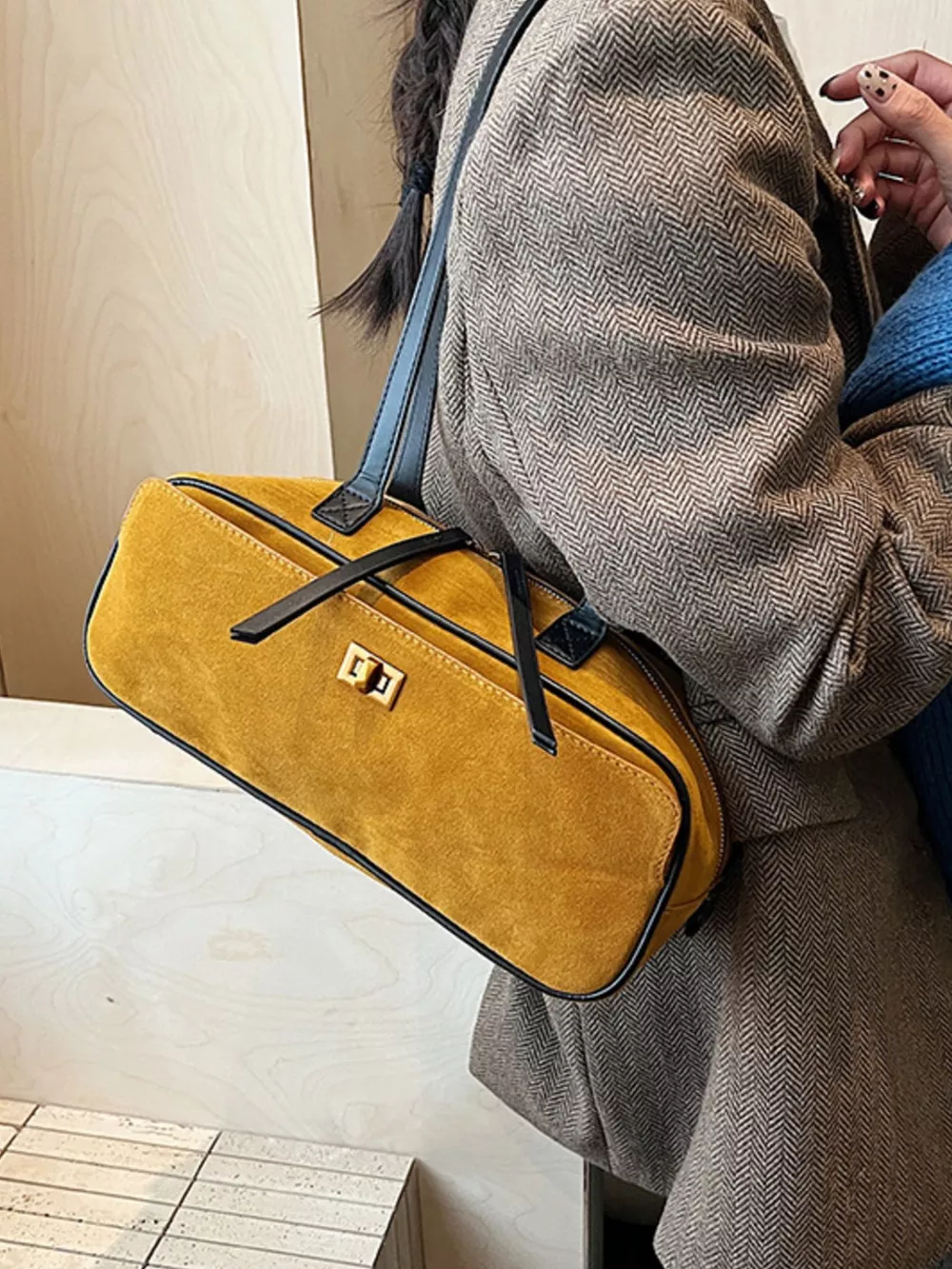 Suede Leather Shoulder Bag, image 4