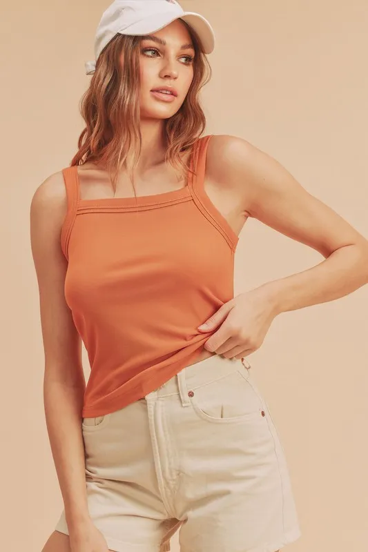 Square Neck Wide Strap Tank