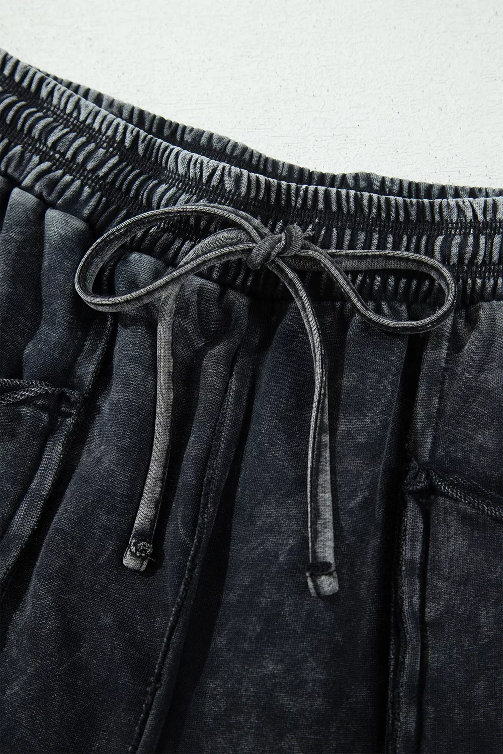 Mineral Wash Raw Seam Drawstring Elastic Waist Barrel Pants, image 8