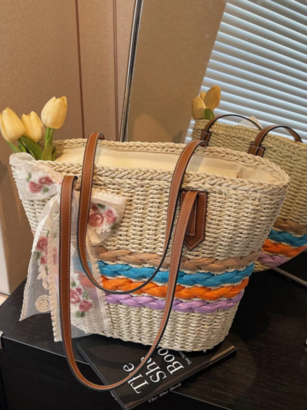 Straw Woven Shoulder Bag, image 4