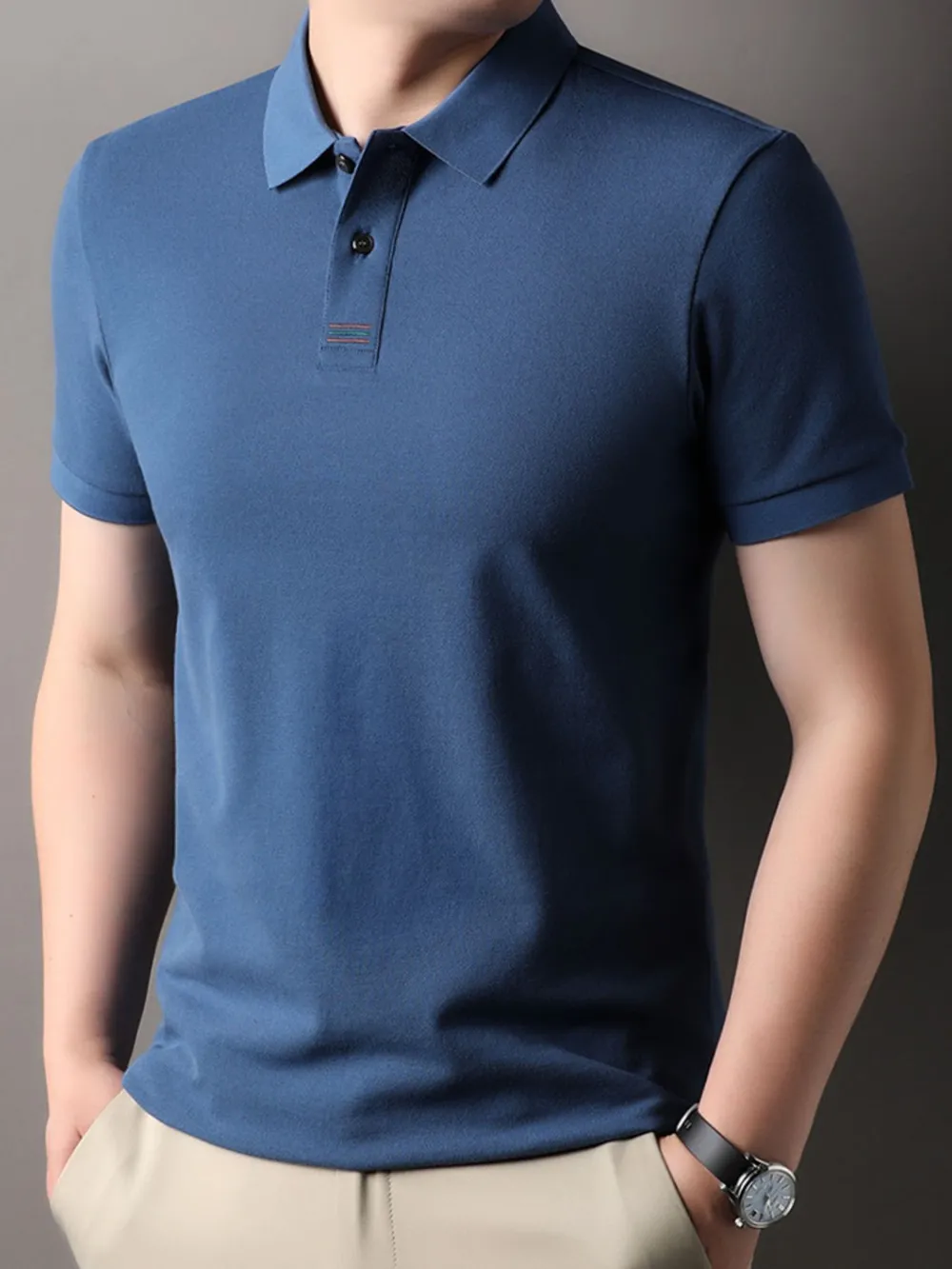 Men's Plus Size Button Detail Short Sleeve Polo, image 7