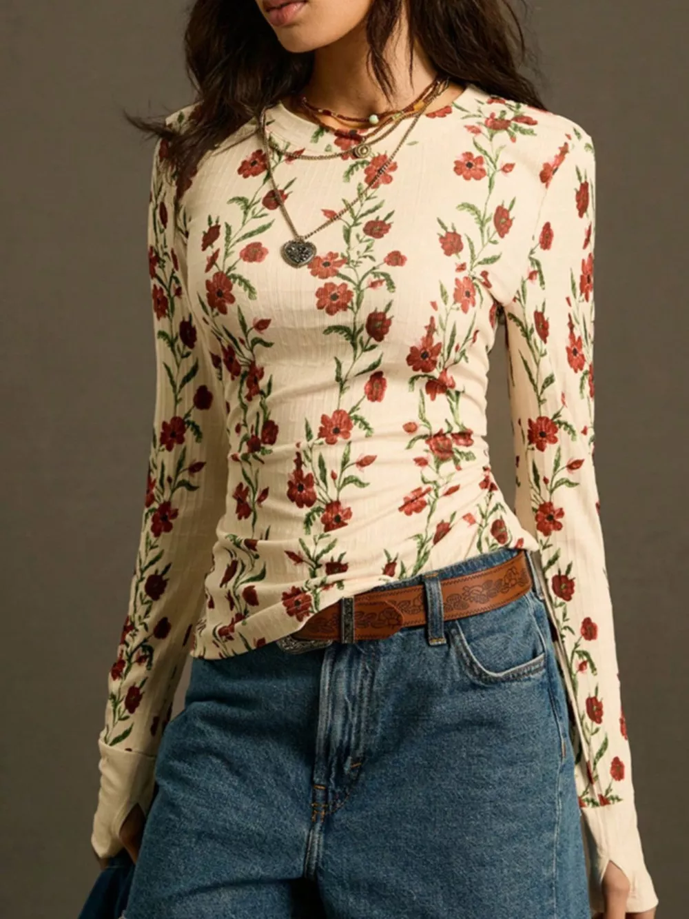 Floral Print Long Sleeve T-Shirt, image 3