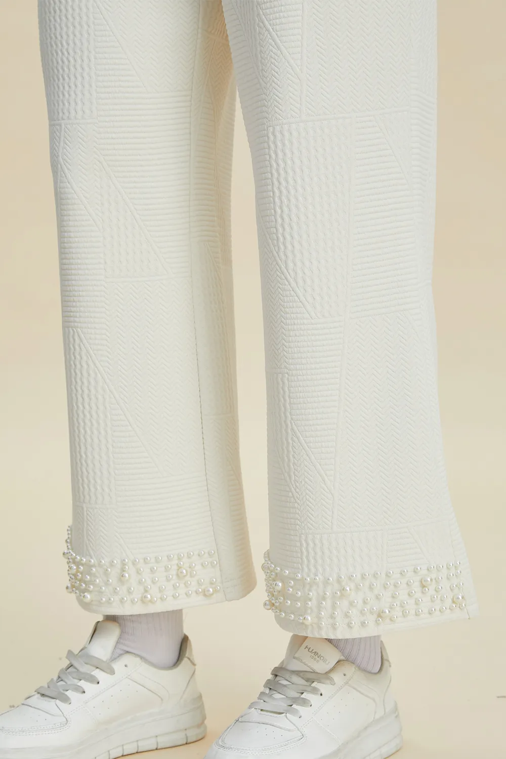 Full Size Pearl Detail Round Neck Top and Pants Set, image 10