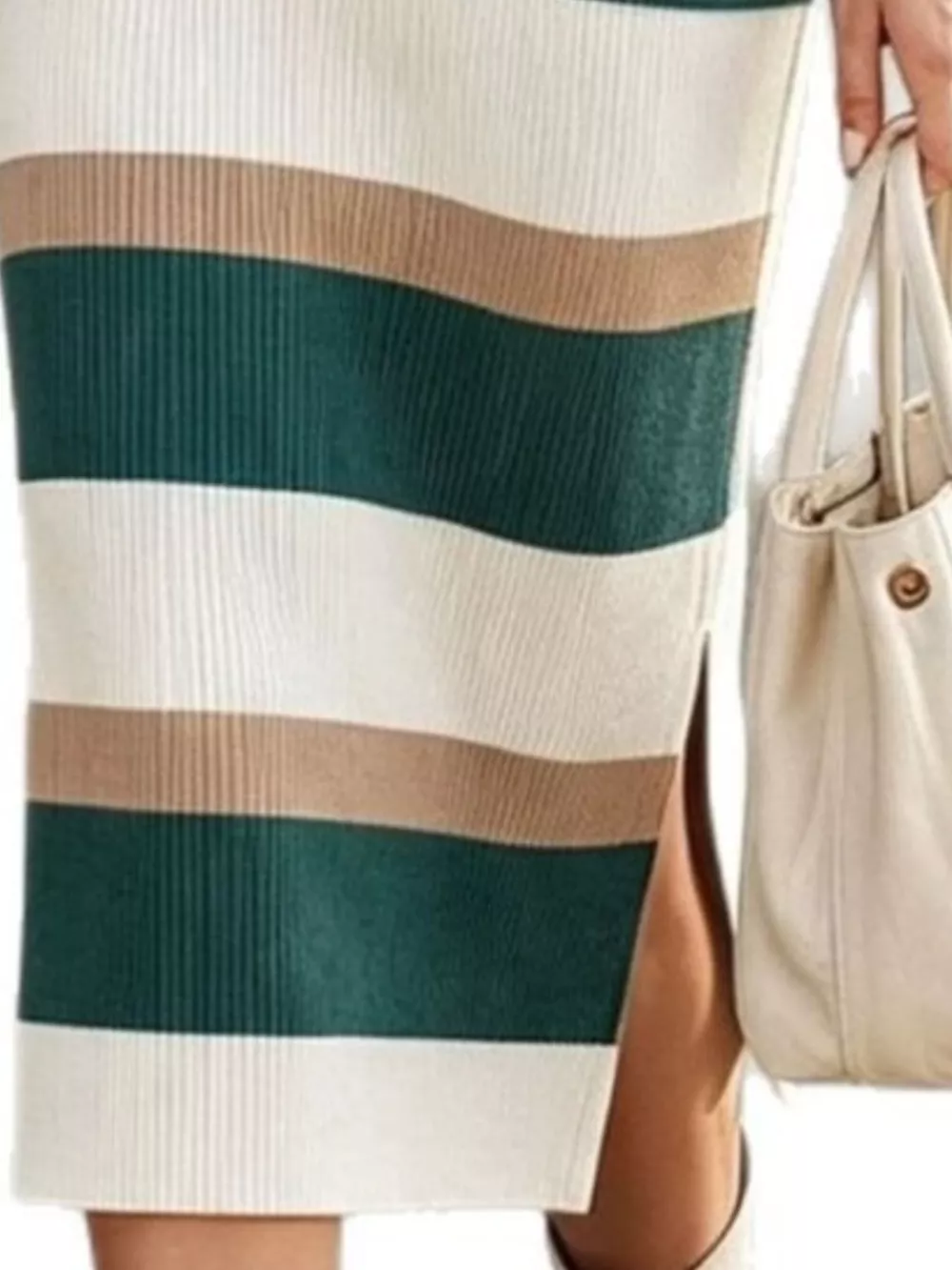 Striped Polo Collar Long Sleeve Sweater Dress, image 3