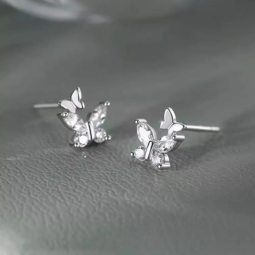 925 Sterling Silver Butterfly Stud Earrings, image 5