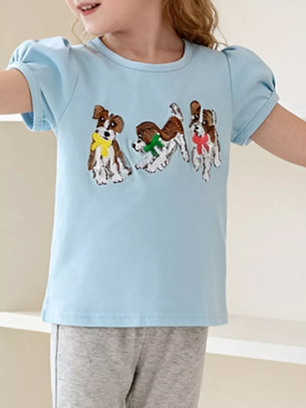 Children's Puppy Graphic Short Sleeve T-Shirt, image 2