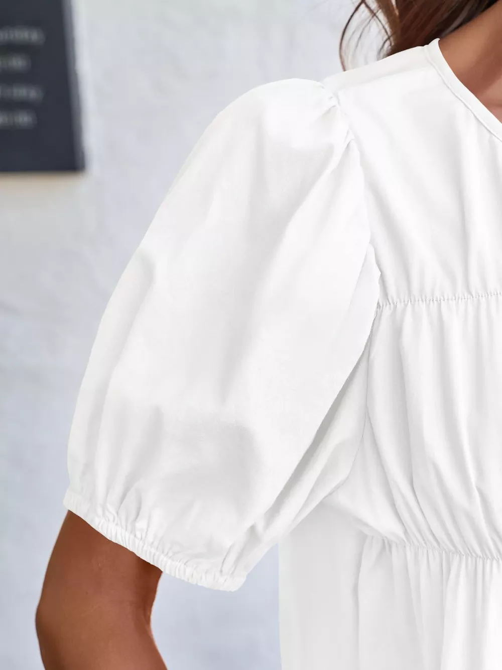 Ruched Tiered Puff Sleeve Blouse, image 7