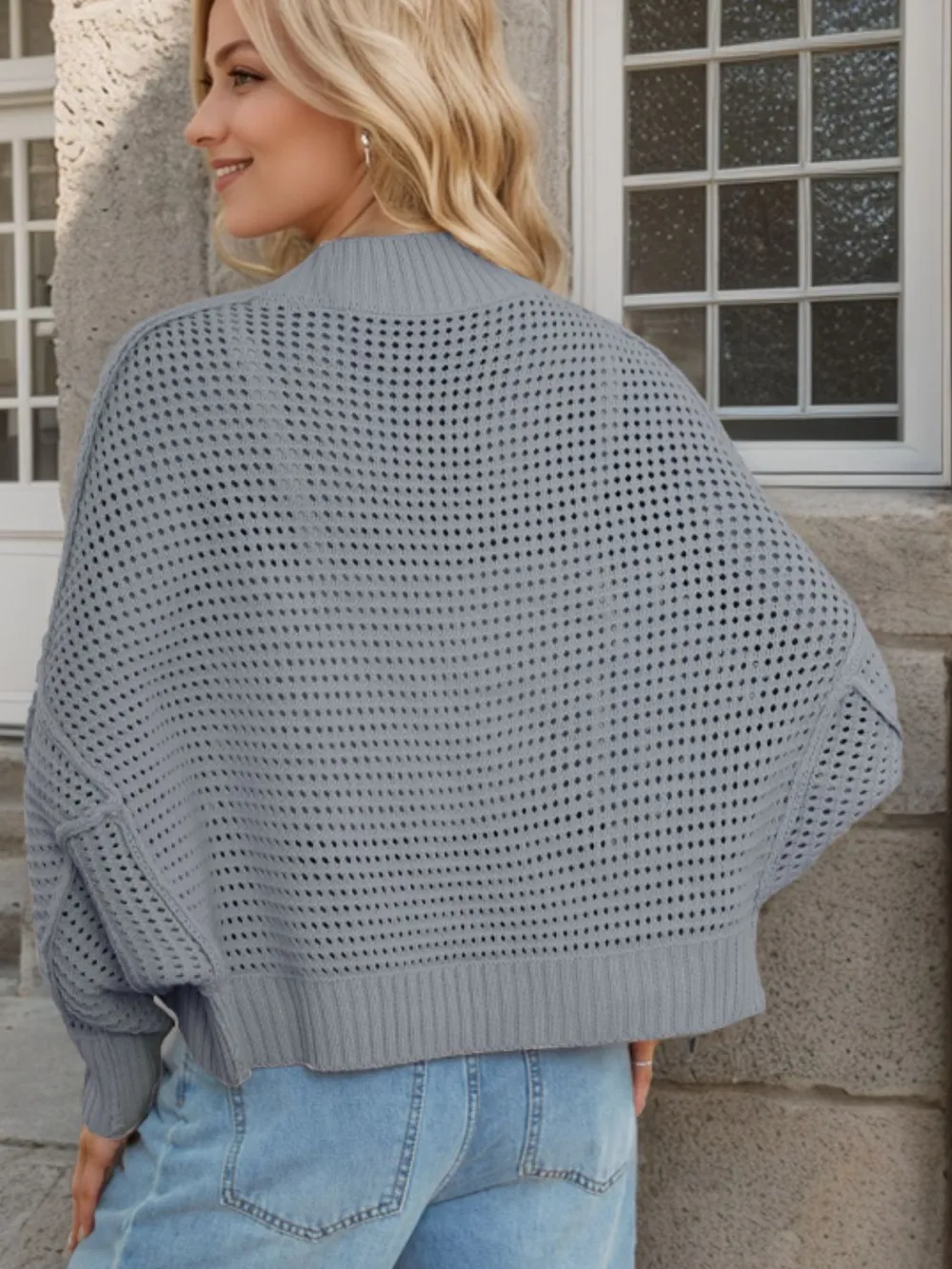 Openwork Open Front Long Sleeve Cardigan, image 8