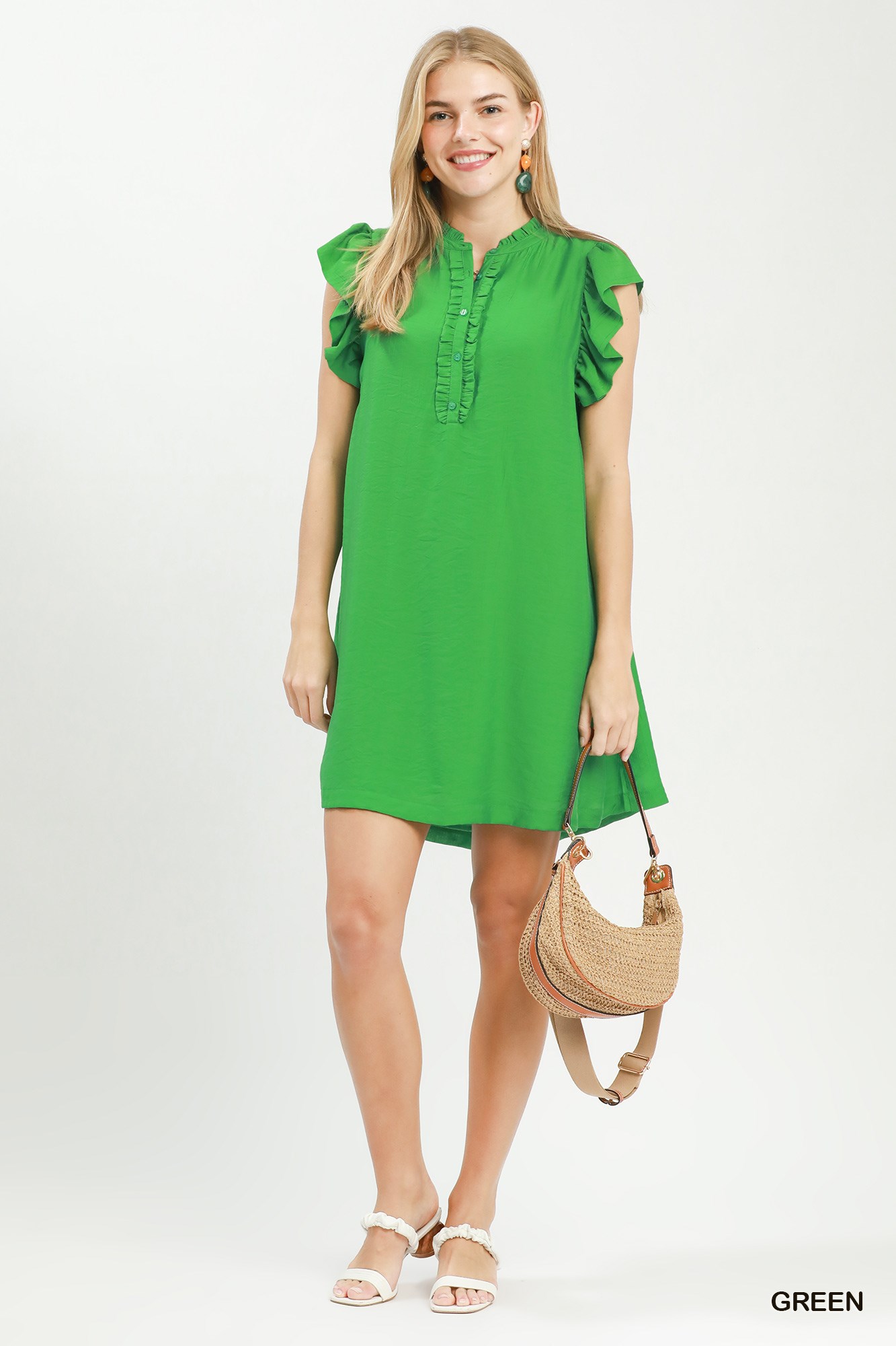Ruffle Sleeve Henley Shift Dress, image 4