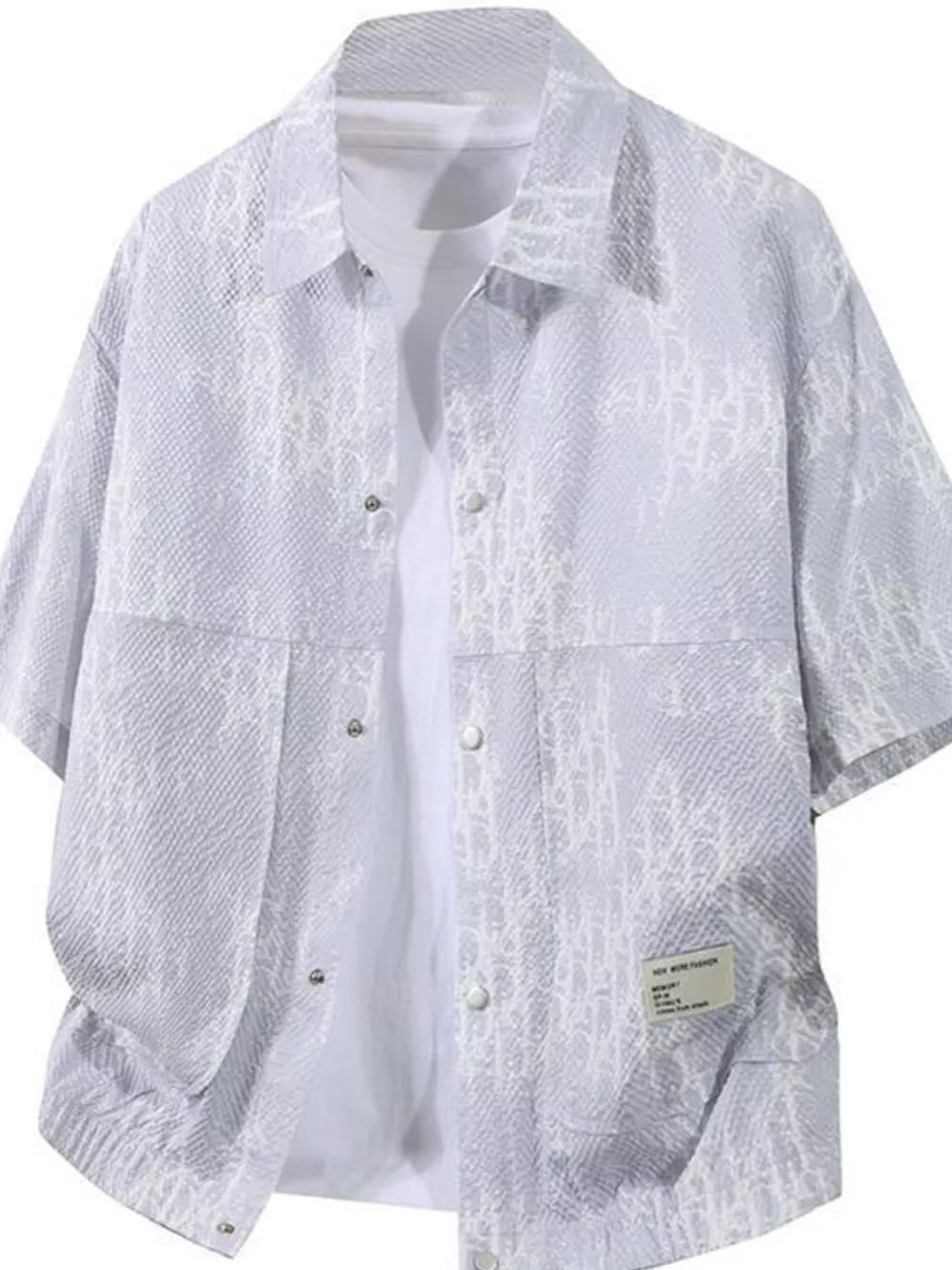 Men's Plus Size Button Up Half Sleeve Shirt, image 3