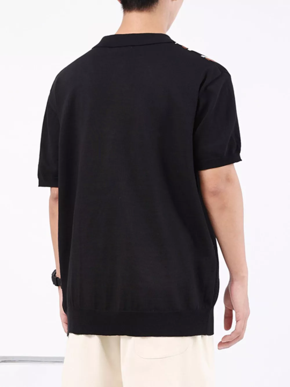 Men's Plus Size Striped Knit Polo with Zipper, image 5