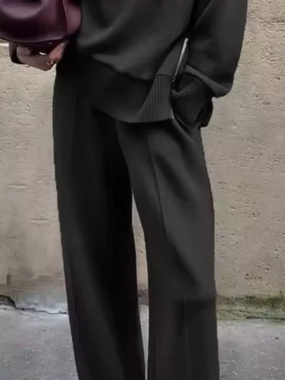 Turtleneck Dropped Shoulder Top and Pants Set, image 9