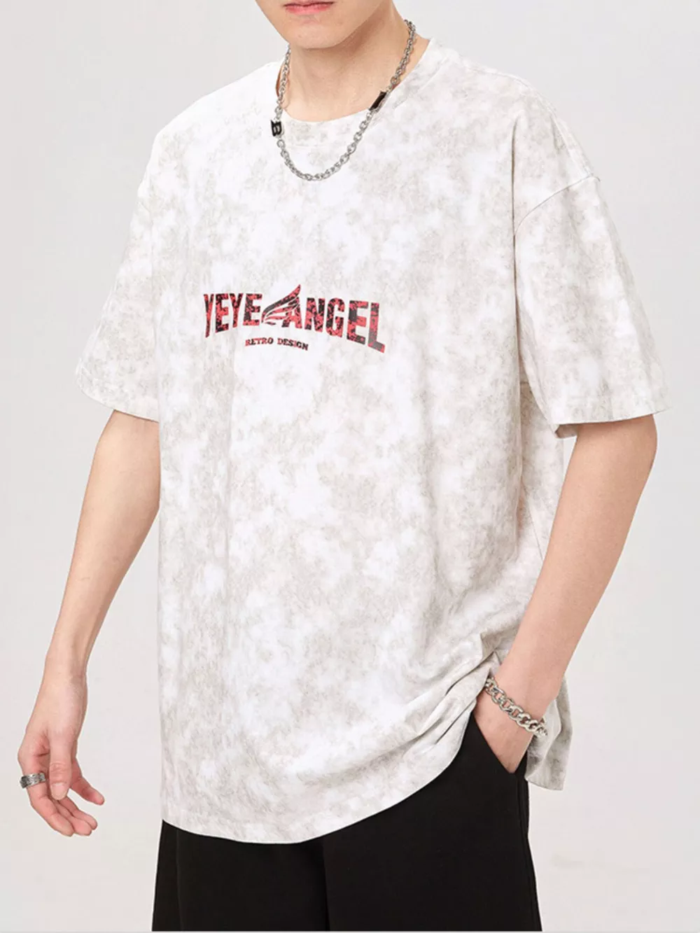 Men's Plus Size Letter Round Neck Short Sleeve T-Shirt, image 8