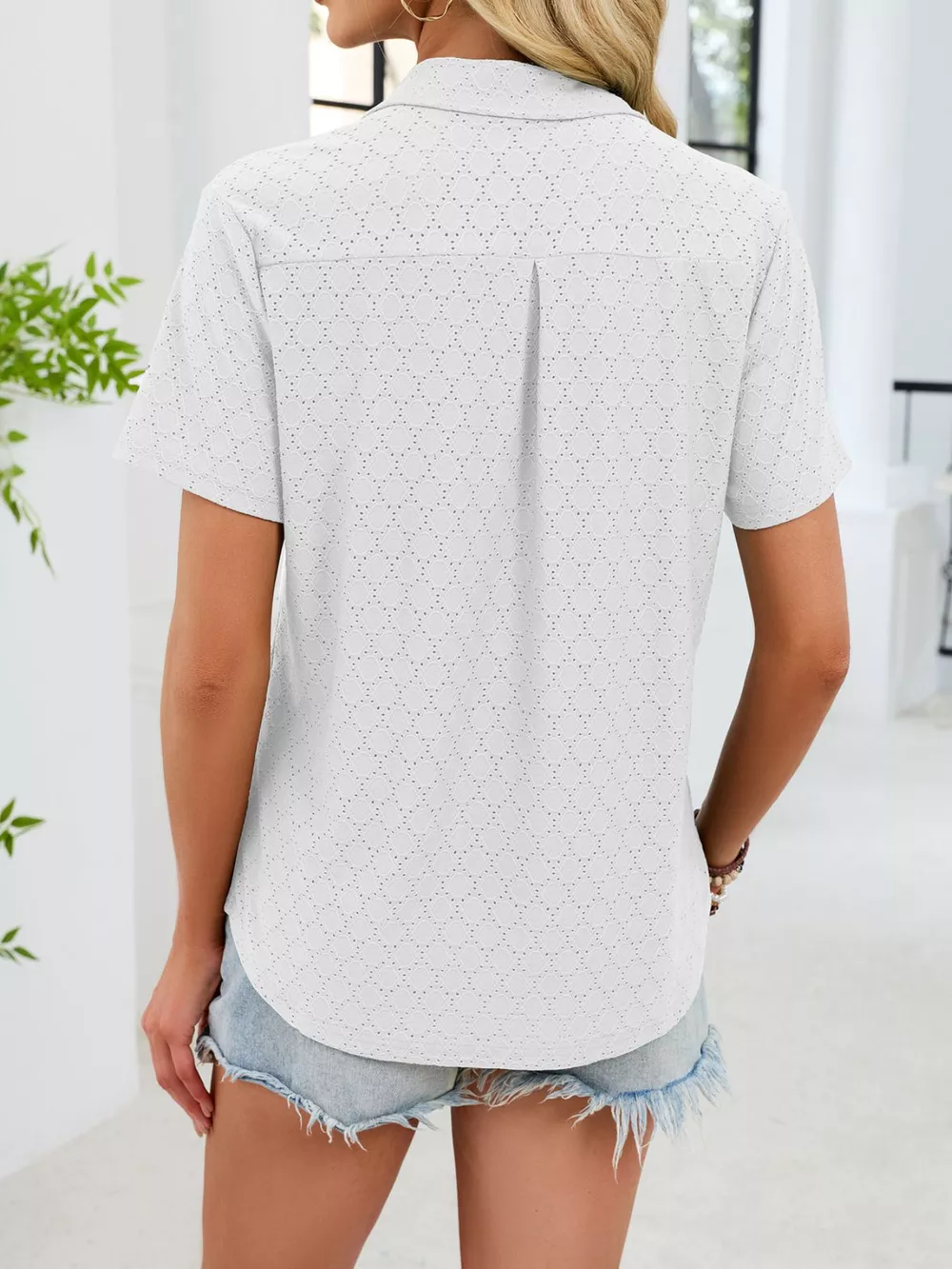 Eyelet Short Sleeve Blouse, image 12