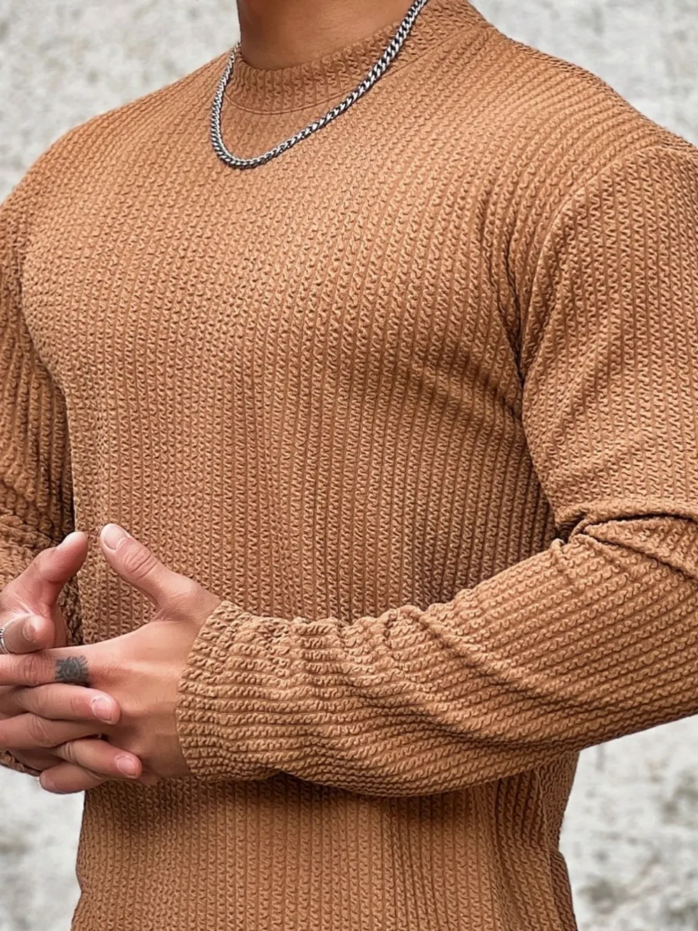 Men's Plus Size Round Neck Long Sleeve T-Shirt, image 4
