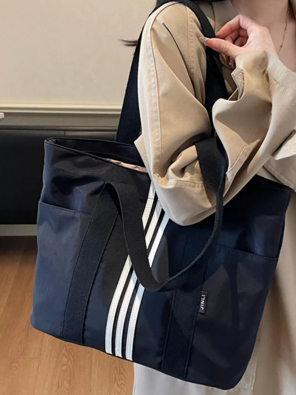 Lightweight Striped Tote Bag, image 8