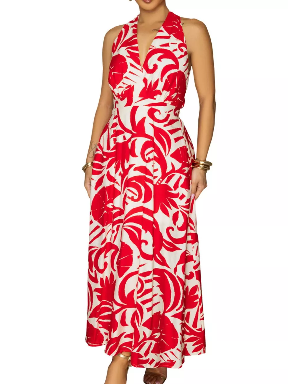 Backless Printed Sleeveless Maxi Dress, image 5