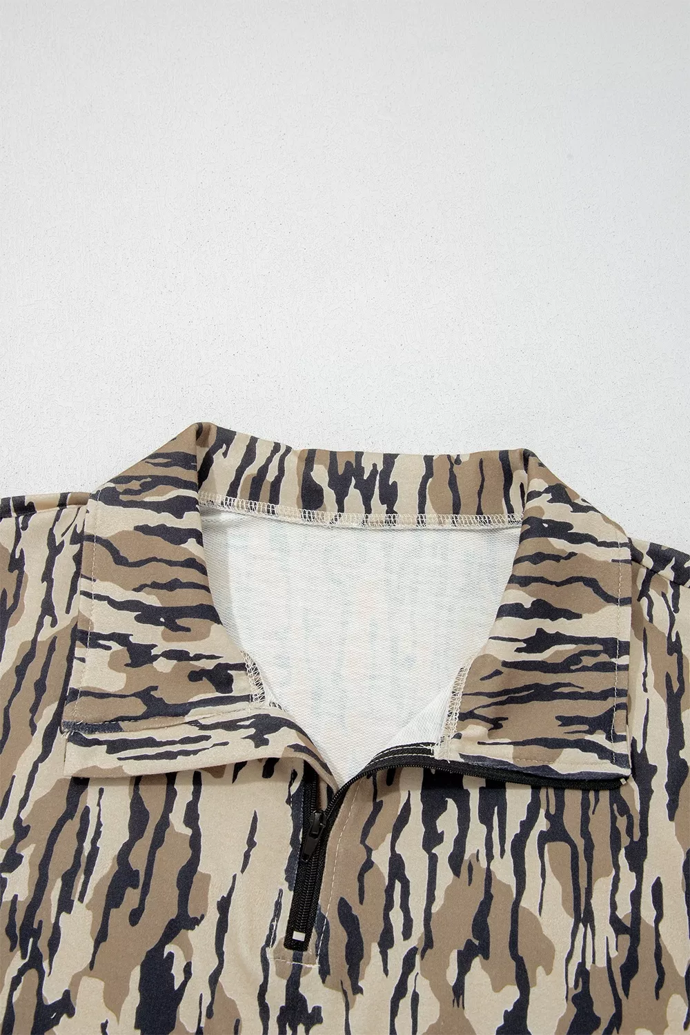Camouflage Zipper Collar Front Pocket Sweatshirt, image 11