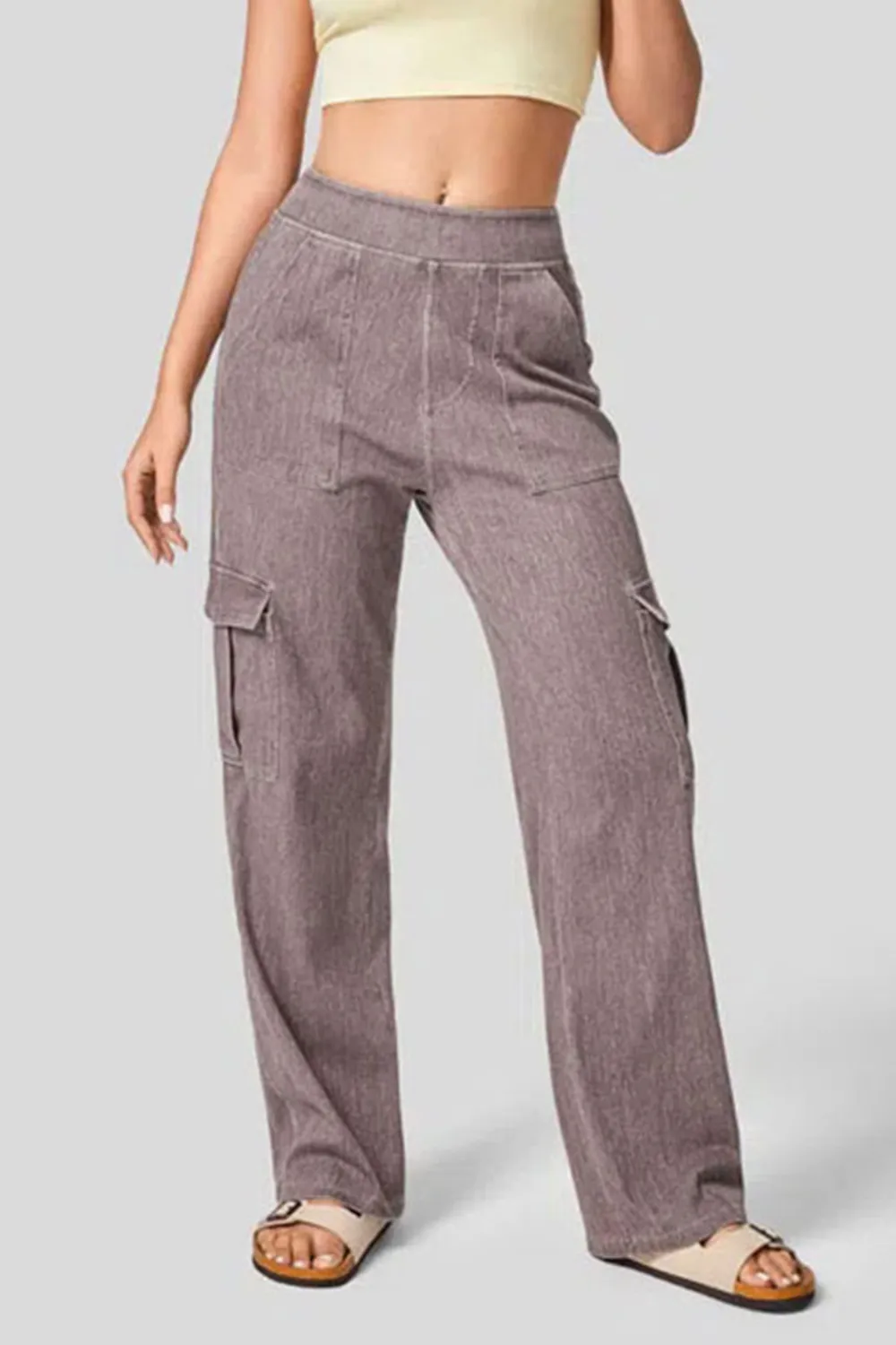 High Waist Straight Leg Cargo Jeans, image 7