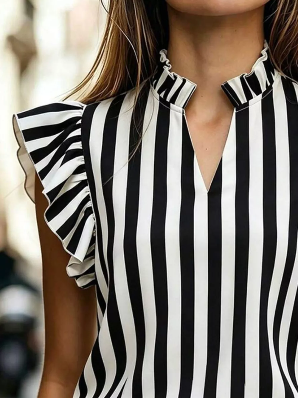 Printed Ruffle Sleeve Blouse, image 9