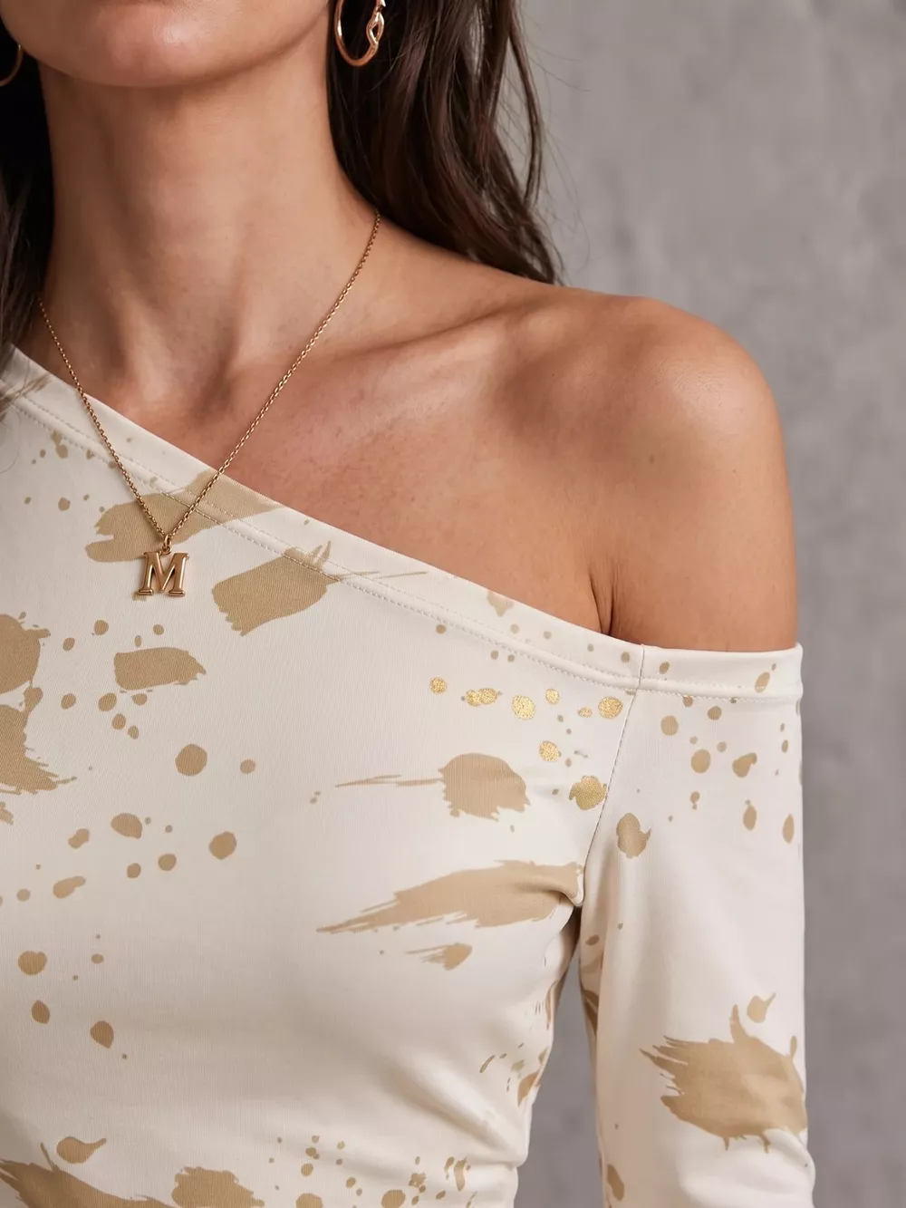 One-Shoulder Long Sleeve Paint Splatter Bodycon Mini Dress, image 6