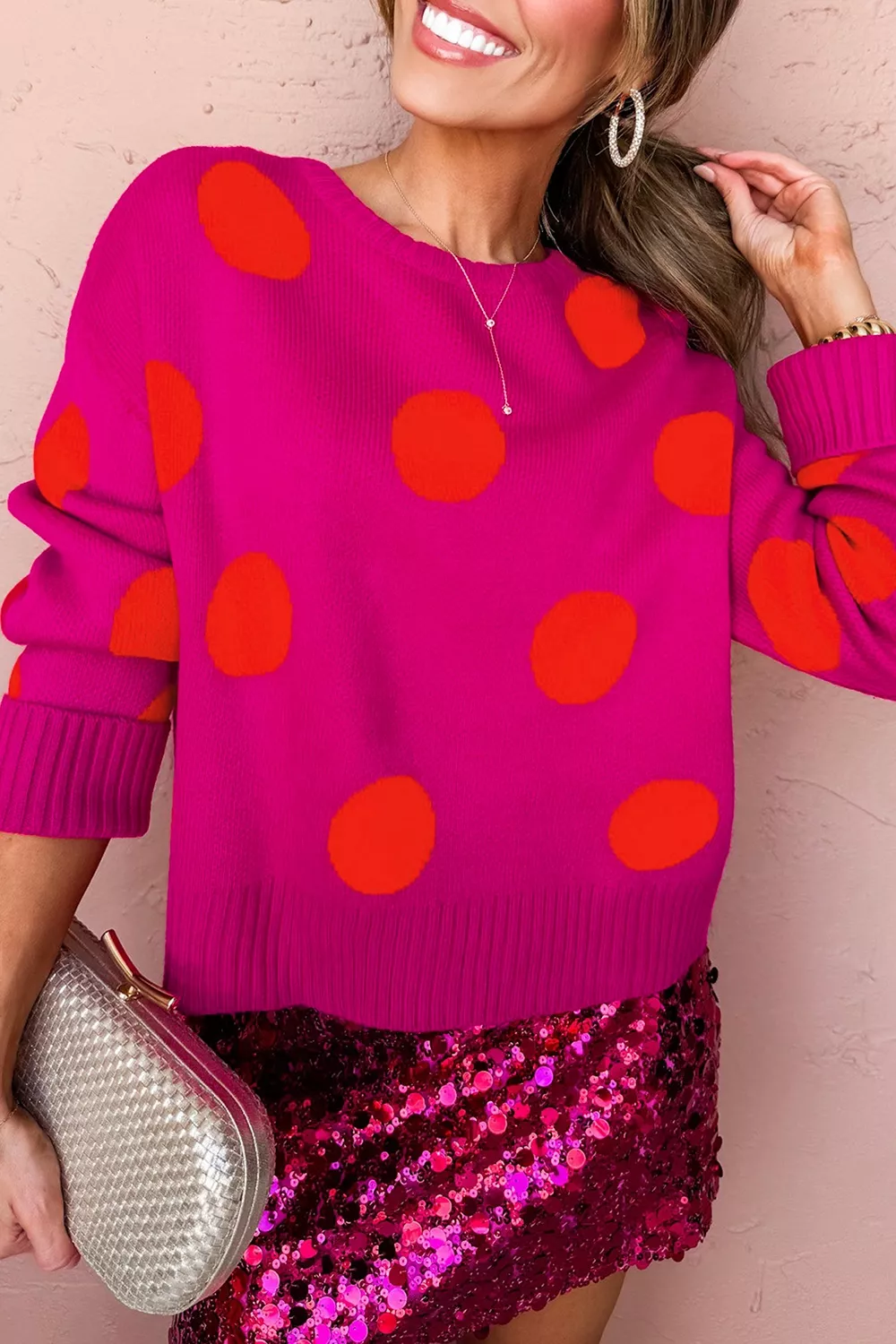 Polka Dot Round Neck Sweater, image 3