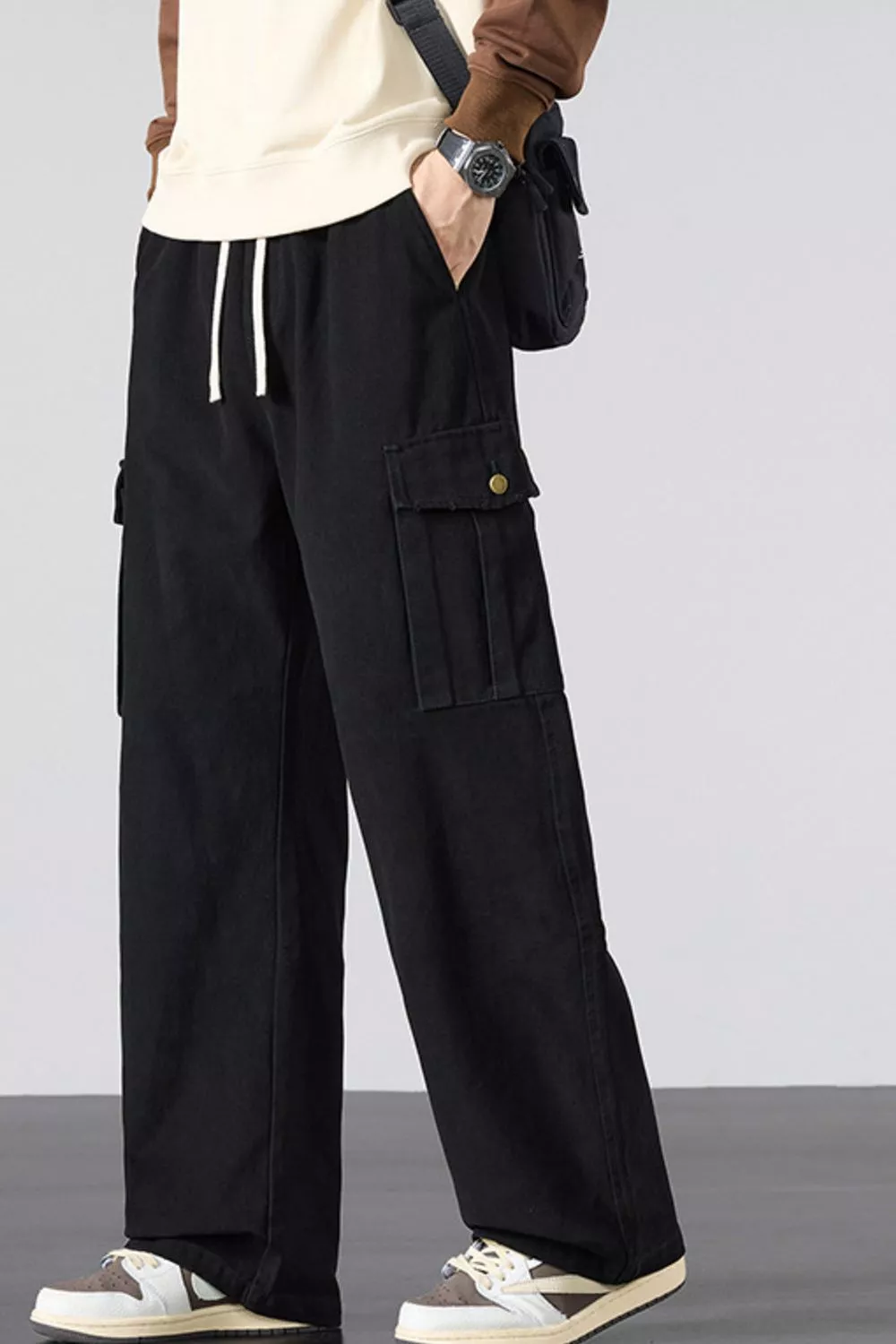 Men's Plus Size Drawstring Loose Fit Cargo Pants