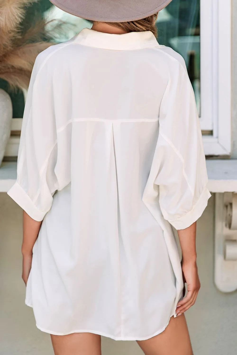 Collared Neck Three-Quarter Sleeve Shirt, image 6