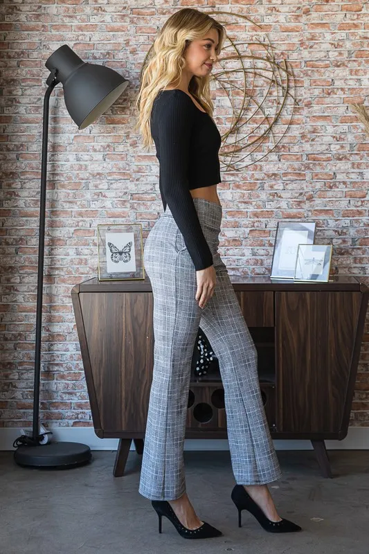 Full Size Plaid Flare Pants with Wide Waist Band Plus Size, image 11