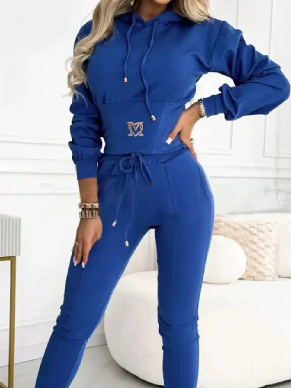 Full Size Drawstring Cropped Hoodie and Pants Set Plus Size, image 12