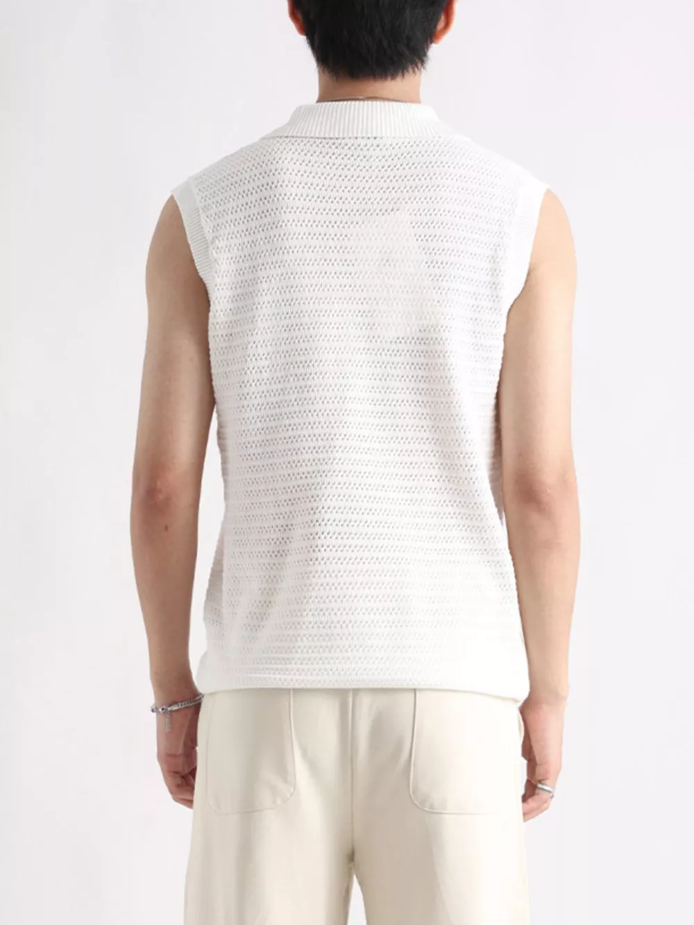 Men's Plus Size Breathable Knit Polo Collar Tank, image 6
