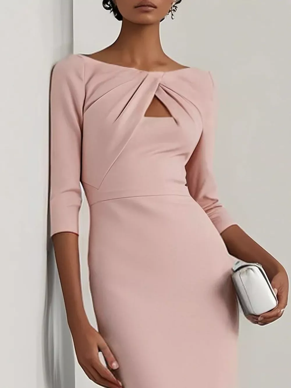Twist-Front Cutout Midi Dress, image 5