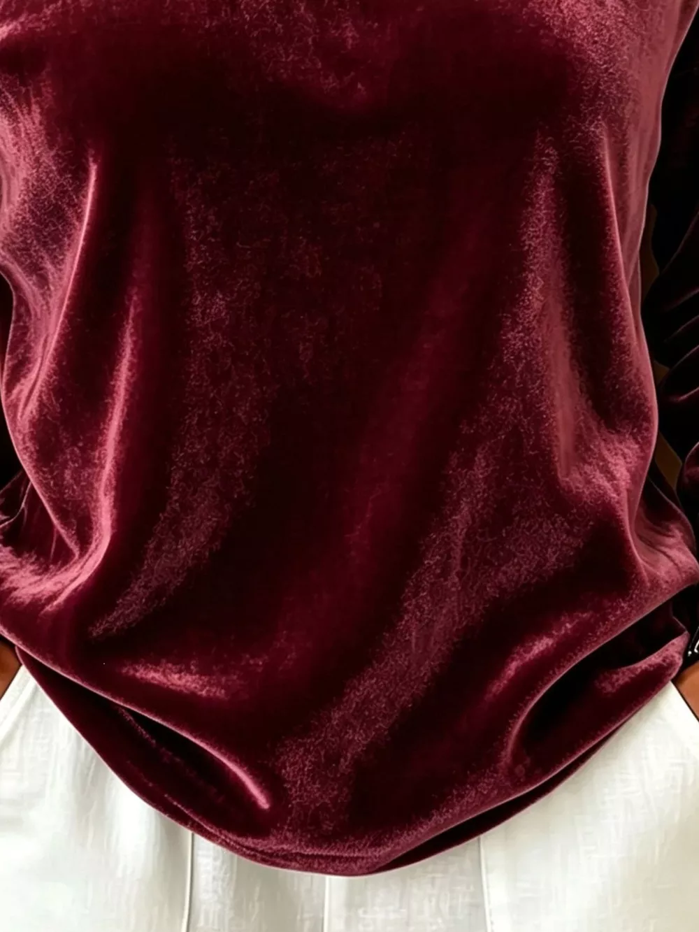 Full Size Velvet Asymmetrical Neck Sweatshirt with Buckle Detail Plus Size, image 13