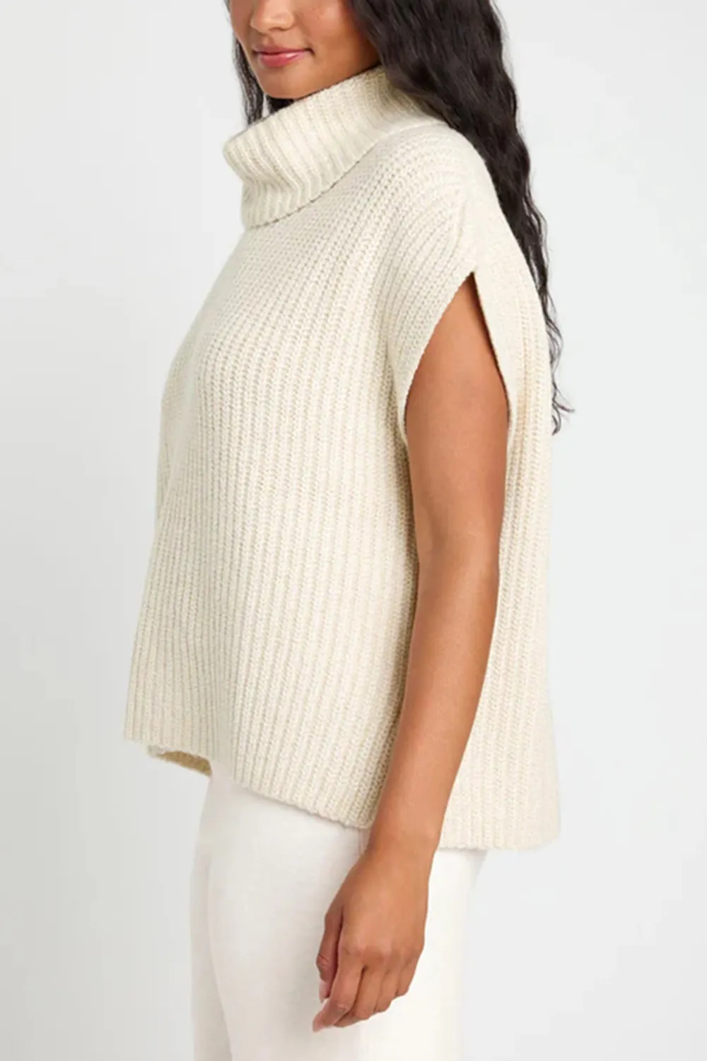 Slit Turtleneck Cap Sleeve Sweater, image 14