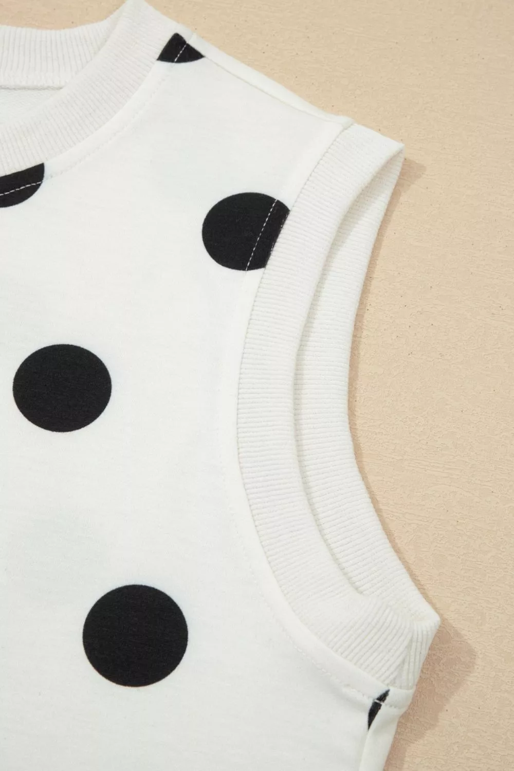 Ribbed Trim Polka Dot Print Tank Split Mini Skort 2pcs Set, image 10